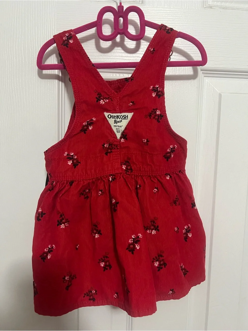 NWT OshKosh B'gosh Red Floral Corduroy Pinafore Dress